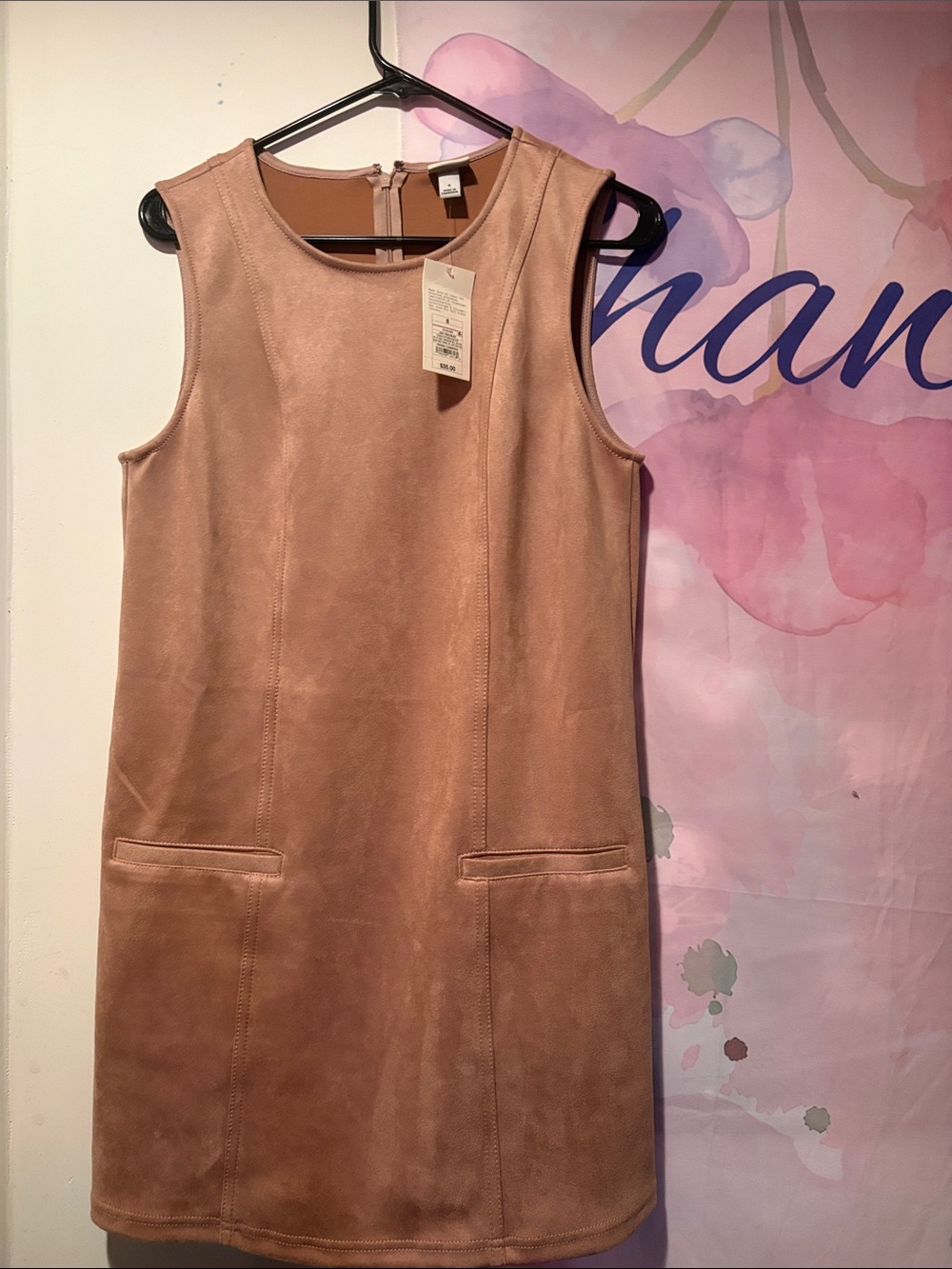 a new day Sleeveless Faux Suede Shift Dress - Dusty Rose